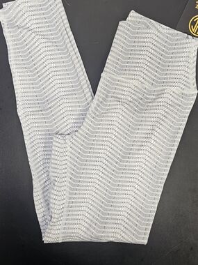 Til You Collapse White and Light Gray Patterned Leggings
